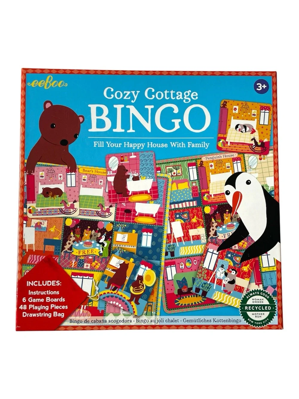 EEBOO Cozy Cottage Bingo Family Board Game Table Top